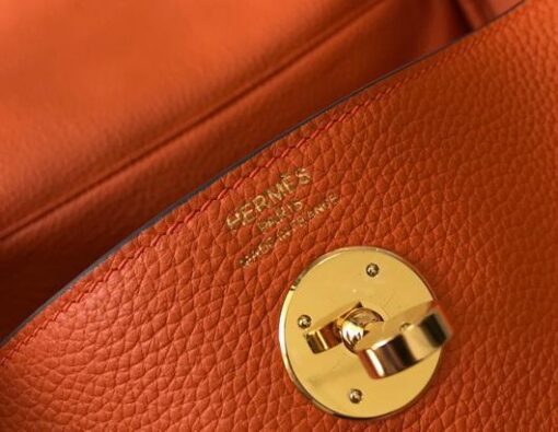Replica Hermes Lindy 26cm Designer Tote Shoulder Bags Orange Gold 7