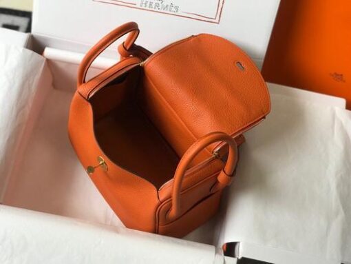 Replica Hermes Lindy 26cm Designer Tote Shoulder Bags Orange Gold 8