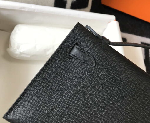 Replica Hermes Mini Kelly Pouchette Epsom Leather H230241 Black Gold 7