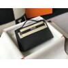 Replica Hermes Mini Kelly Pouchette Epsom Leather H230241 Black Gold 9