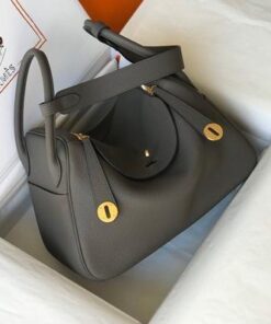 Replica Hermes Lindy 26cm Designer Tote Shoulder Bags Gray Gold 2