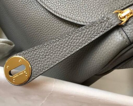 Replica Hermes Lindy 26cm Designer Tote Shoulder Bags Gray Gold 6