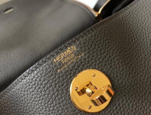 Replica Hermes Lindy 26cm Designer Tote Shoulder Bags Gray Gold 7