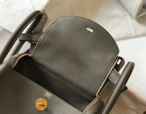 Replica Hermes Lindy 26cm Designer Tote Shoulder Bags Gray Gold 8