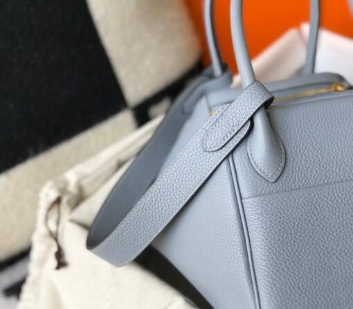 Replica Hermes Lindy 26cm Designer Tote Shoulder Bags Blue Gold 7