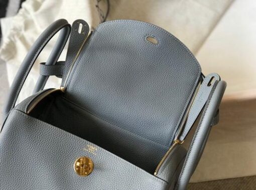 Replica Hermes Lindy 26cm Designer Tote Shoulder Bags Blue Gold 8