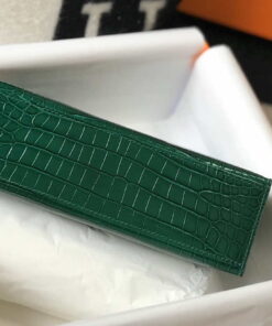 Replica Hermes Mini Kelly Pouchette Crocodile Leather H230238 Green 2
