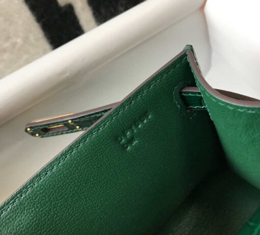 Replica Hermes Mini Kelly Pouchette Crocodile Leather H230238 Green 7