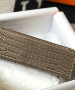 Replica Hermes Mini Kelly Pouchette Crocodile Leather H230237 Oragano 2