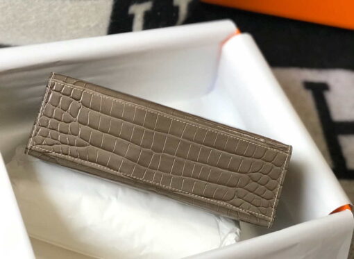 Replica Hermes Mini Kelly Pouchette Crocodile Leather H230237 Oragano 2