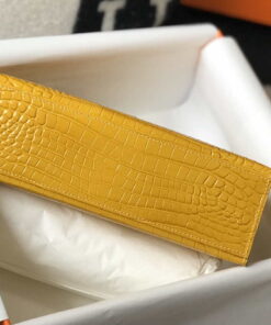 Replica Hermes Mini Kelly Pouchette Crocodile Leather H230233 Yellow 2