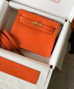 Replica Hermes Kelly Danse 22cm Leather Bag 20355 Orange 2