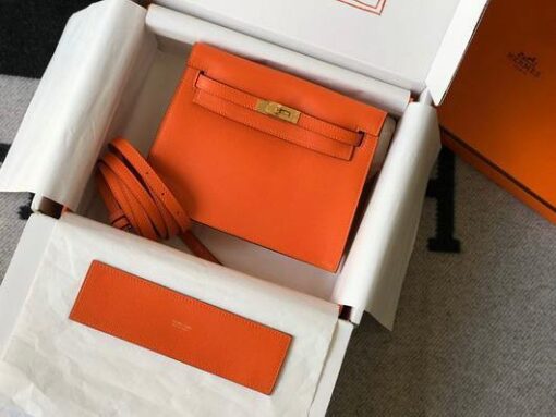 Replica Hermes Kelly Danse 22cm Leather Bag 20355 Orange 2