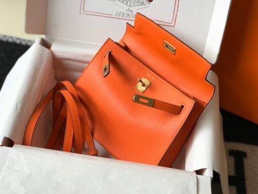 Replica Hermes Kelly Danse 22cm Leather Bag 20355 Orange 4