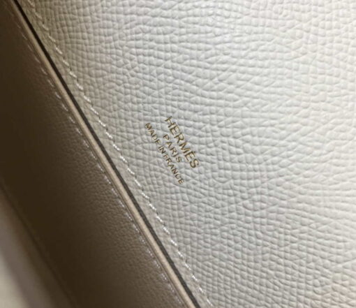 Replica Hermes Mini Kelly Pouchette Epsom Leather H230230 White 6