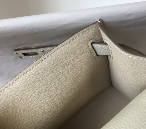 Replica Hermes Mini Kelly Pouchette Epsom Leather H230230 White 8