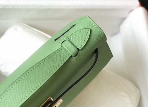 Replica Hermes Mini Kelly Pouchette Epsom Leather H230229 Green 6