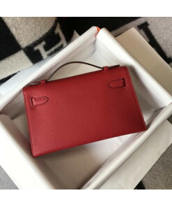 Replica Hermes Mini Kelly Pouchette Epsom Leather H230227 Red