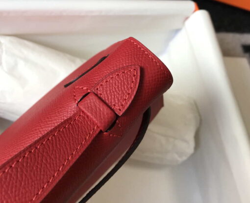 Replica Hermes Mini Kelly Pouchette Epsom Leather H230227 Red 3