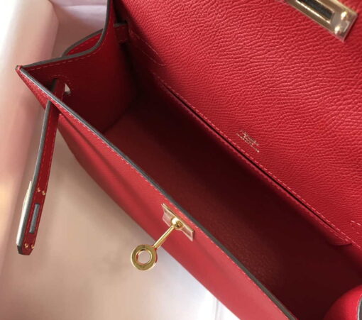 Replica Hermes Mini Kelly Pouchette Epsom Leather H230227 Red 8