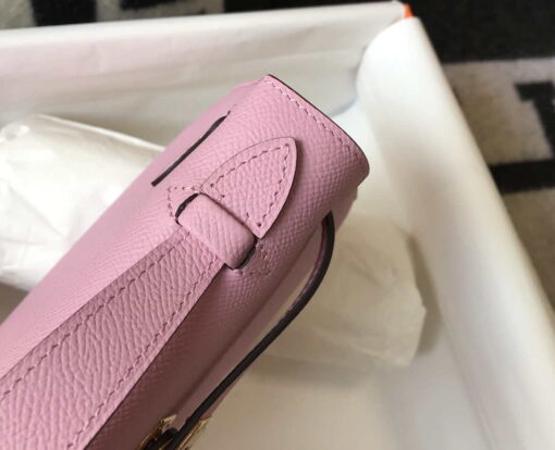 Replica Hermes Mini Kelly Pouchette Epsom Leather H230226 Pink 5