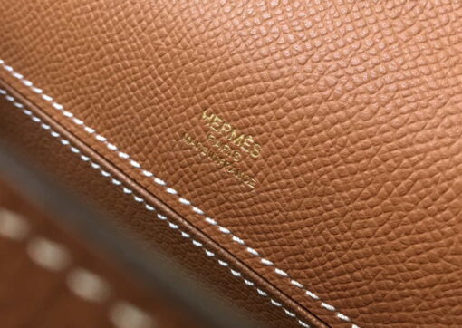 Replica Hermes Mini Kelly Pouchette H230223 Epsom Leather Brown 7