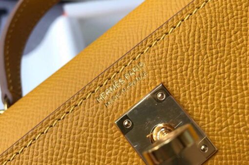 Replica Hermes Kelly Bag Hermes 19CM Epsom Shoulder Mini Bag Yellow 20463 7