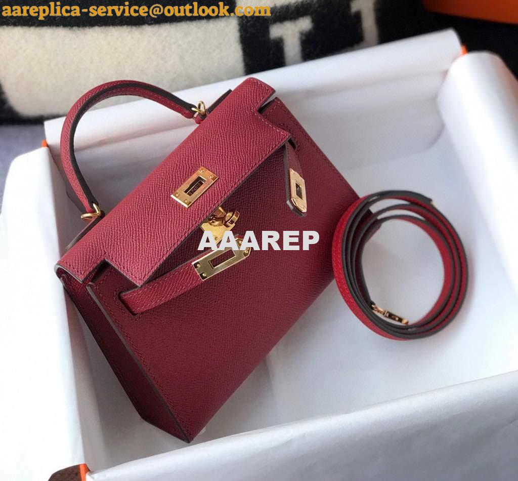 Replica Hermes Kelly Bag Hermes 19CM Epsom Shoulder Mini Bag Wine red 20462 2 Replica Hermes Kelly Bag Hermes 19CM Epsom Shoulder Mini Bag Wine red 20462 2