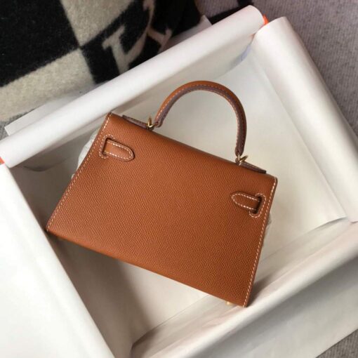 Replica Hermes Kelly Bag Hermes 19CM Epsom Shoulder Mini Bag Tan 20467