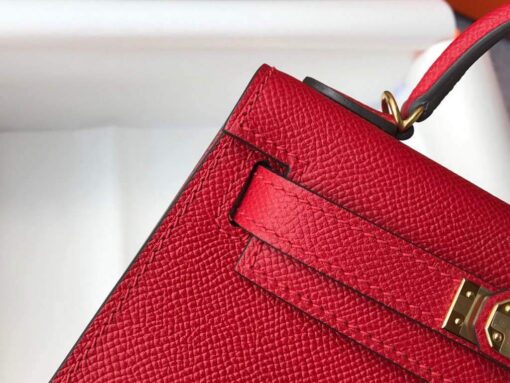 Replica Hermes Kelly Bag Hermes 19CM Epsom Shoulder Mini Bag Red 20465 7
