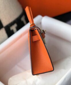 Replica Hermes Kelly Bag Hermes 19CM Epsom Shoulder Mini Bag Orange 20464 2
