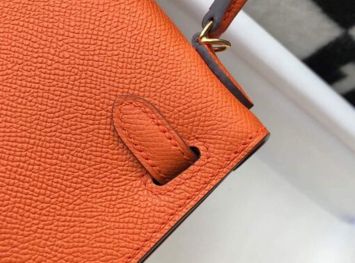 Replica Hermes Kelly Bag Hermes 19CM Epsom Shoulder Mini Bag Orange 20464 7