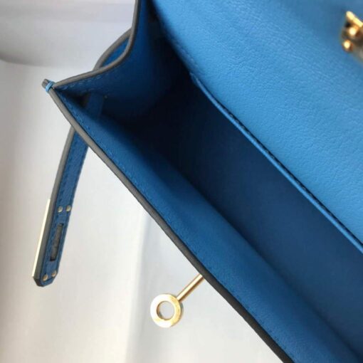 Replica Hermes Kelly Bag Hermes 19CM Epsom Shoulder Mini Bag Middle blue 20469 8