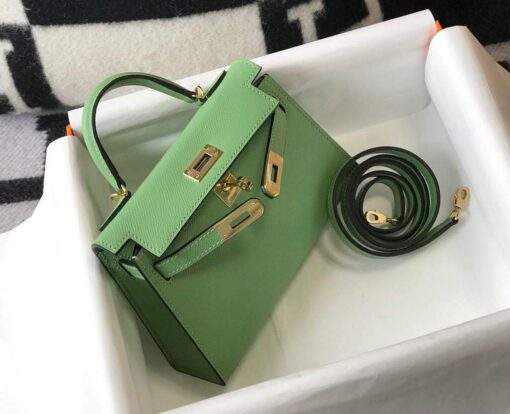 Replica Hermes Kelly Bag Hermes 19CM Epsom Shoulder Mini Bag Light green 20470 3
