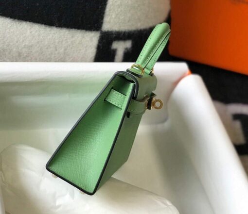 Replica Hermes Kelly Bag Hermes 19CM Epsom Shoulder Mini Bag Light green 20470 4