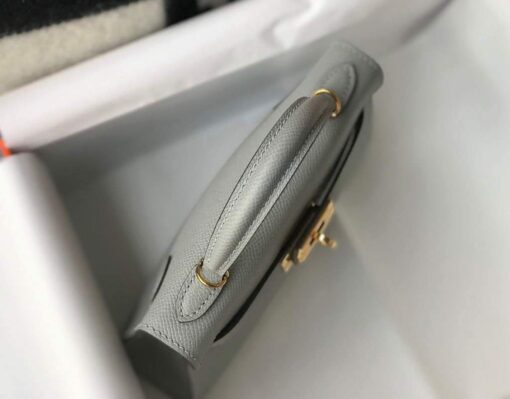 Replica Hermes Kelly Bag Hermes 19CM Epsom Shoulder Mini Bag Light gray 20460 5