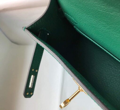 Replica Hermes Kelly Bag Hermes 19CM Epsom Shoulder Mini Bag Green 20471 8