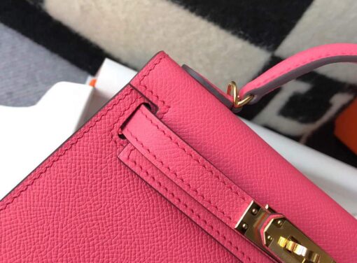 Replica Hermes Kelly Bag Hermes 19CM Epsom Shoulder Mini Bag Dark pink 20472 6