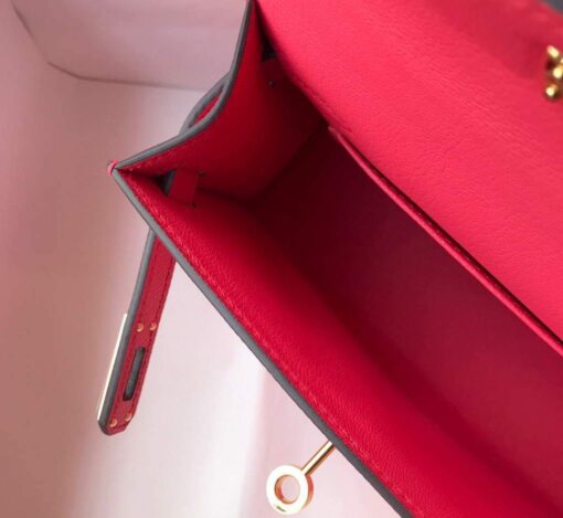 Replica Hermes Kelly Bag Hermes 19CM Epsom Shoulder Mini Bag Dark pink 20472 8
