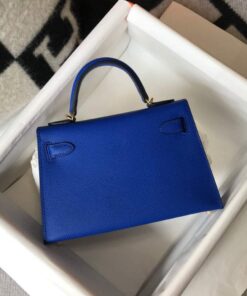 Replica Hermes Kelly Bag Hermes 19CM Epsom Shoulder Mini Bag Dark Blue 20475