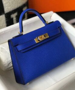 Replica Hermes Kelly Bag Hermes 19CM Epsom Shoulder Mini Bag Dark Blue 20475 2