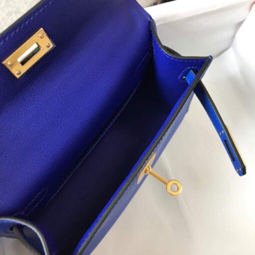 Replica Hermes Kelly Bag Hermes 19CM Epsom Shoulder Mini Bag Dark Blue 20475 8