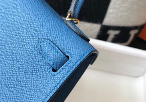 Replica Hermes Kelly Bag Hermes 19CM Epsom Shoulder Mini Bag Blue 20476 4