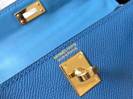 Replica Hermes Kelly Bag Hermes 19CM Epsom Shoulder Mini Bag Blue 20476 5
