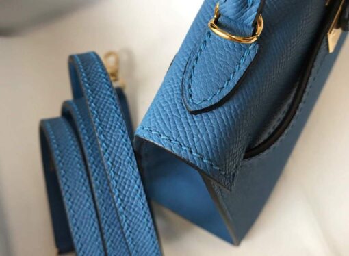 Replica Hermes Kelly Bag Hermes 19CM Epsom Shoulder Mini Bag Blue 20476 6