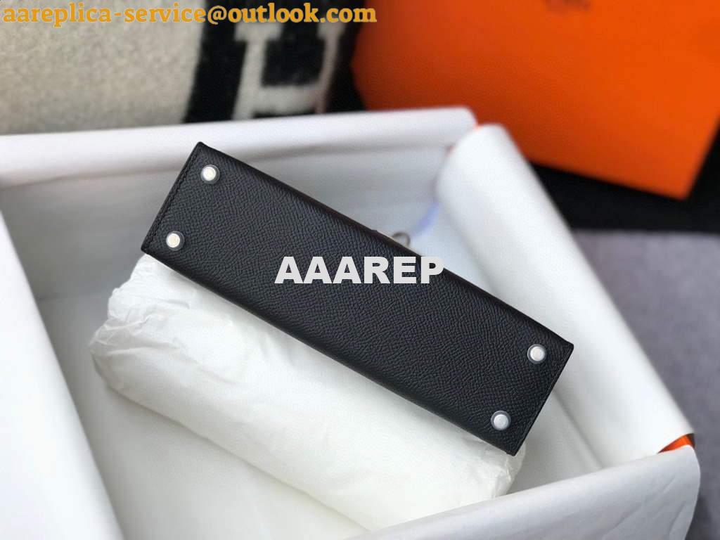 Replica Hermes Kelly Bag Hermes 19CM Epsom Shoulder Mini Bag Black Silver buckle 20456 3 Replica Hermes Kelly Bag Hermes 19CM Epsom Shoulder Mini Bag Black Silver buckle 20456 3