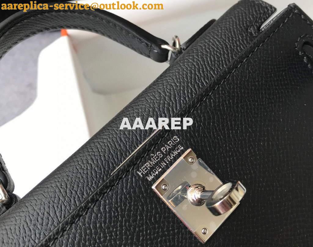 Replica Hermes Kelly Bag Hermes 19CM Epsom Shoulder Mini Bag Black Silver buckle 20456 5 Replica Hermes Kelly Bag Hermes 19CM Epsom Shoulder Mini Bag Black Silver buckle 20456 5