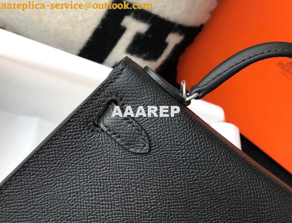Replica Hermes Kelly Bag Hermes 19CM Epsom Shoulder Mini Bag Black Silver buckle 20456 7 Replica Hermes Kelly Bag Hermes 19CM Epsom Shoulder Mini Bag Black Silver buckle 20456 7