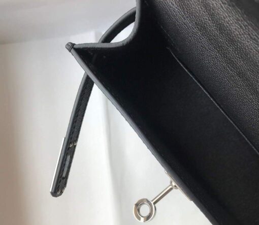 Replica Hermes Kelly Bag Hermes 19CM Epsom Shoulder Mini Bag Black Silver buckle 20456 8
