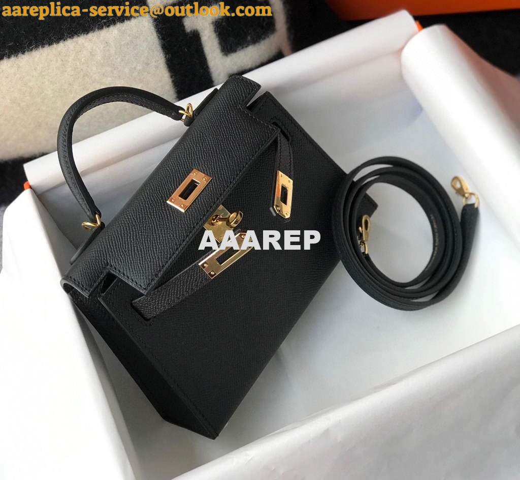 Replica Hermes Kelly Bag Hermes 19CM Epsom Shoulder Mini Bag Black Gold buckle 20455 4 Replica Hermes Kelly Bag Hermes 19CM Epsom Shoulder Mini Bag Black Gold buckle 20455 4